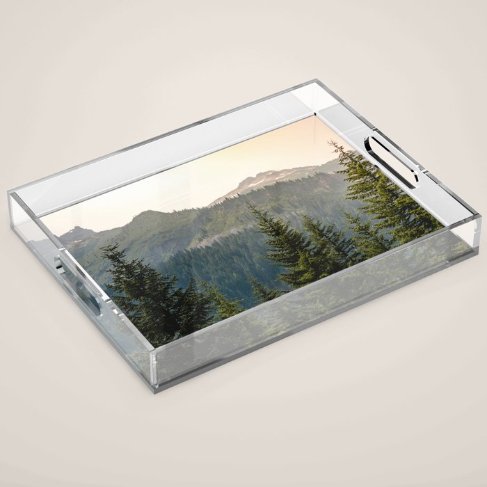 Mount Rainier Summer Adventure II - Pacific Northwest Mountain Landscape Acrylic Tray Gallery Image 1
