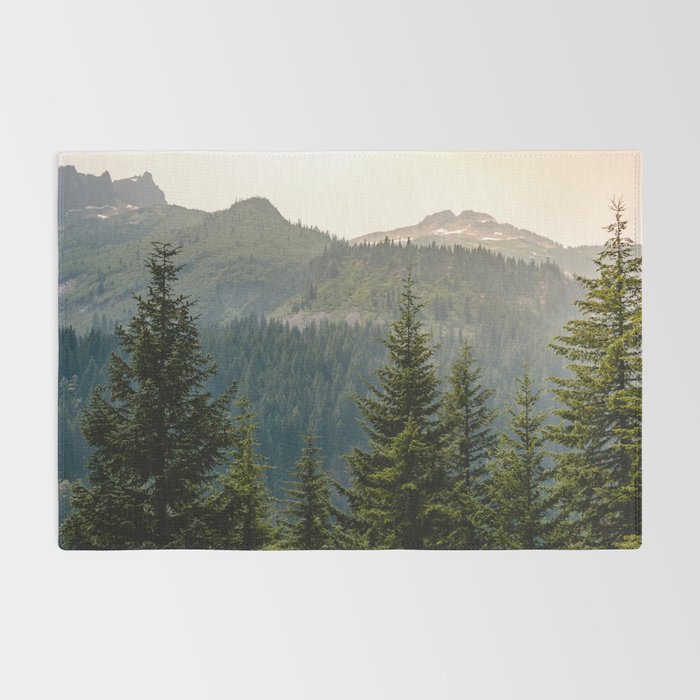 Mount Rainier Summer Adventure II - Pacific Northwest Mountain Landscape Rug Gallery Image 2