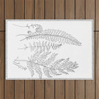 Minimal Line Art Fern Leaves Outdoor Rug Gallery Image 1
