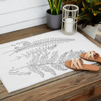 Minimal Line Art Fern Leaves Outdoor Rug Gallery Image 2
