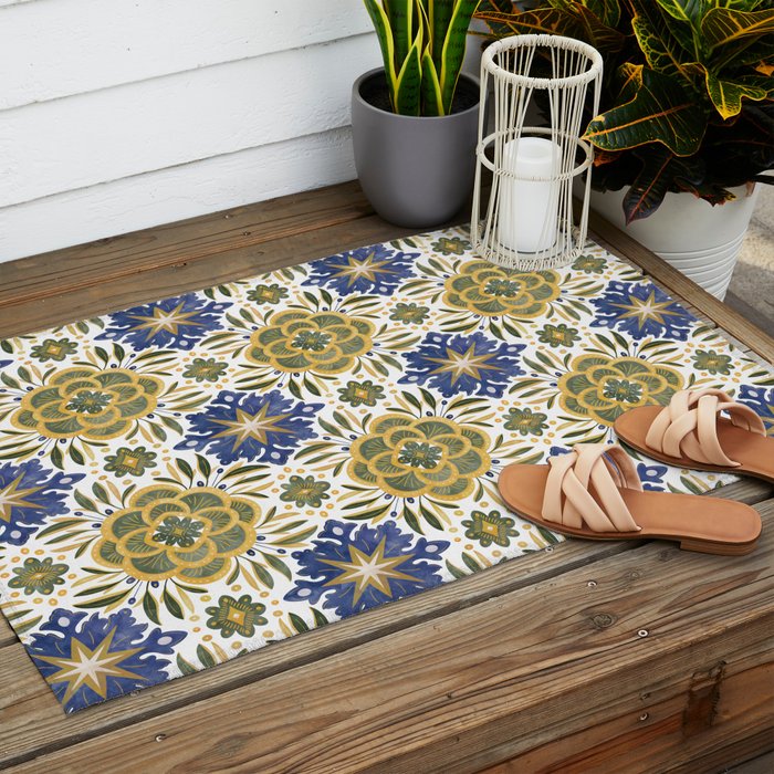 Tile floral nature Modern BY Outdoor Rug Gallery Image 2