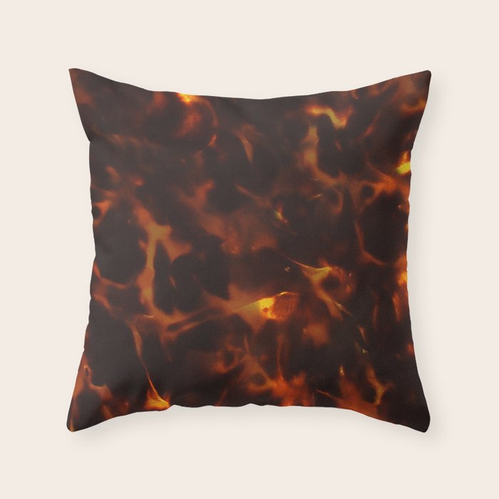Dark Amber Tortoiseshell Print Pattern Throw Pillow Gallery Image 6