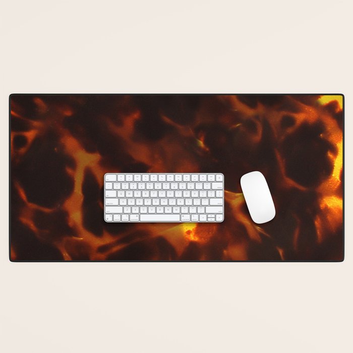 Dark Amber Tortoiseshell Print Pattern Desk Mat Gallery Image 1