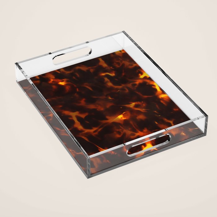 Dark Amber Tortoiseshell Print Pattern Acrylic Tray Gallery Image 1