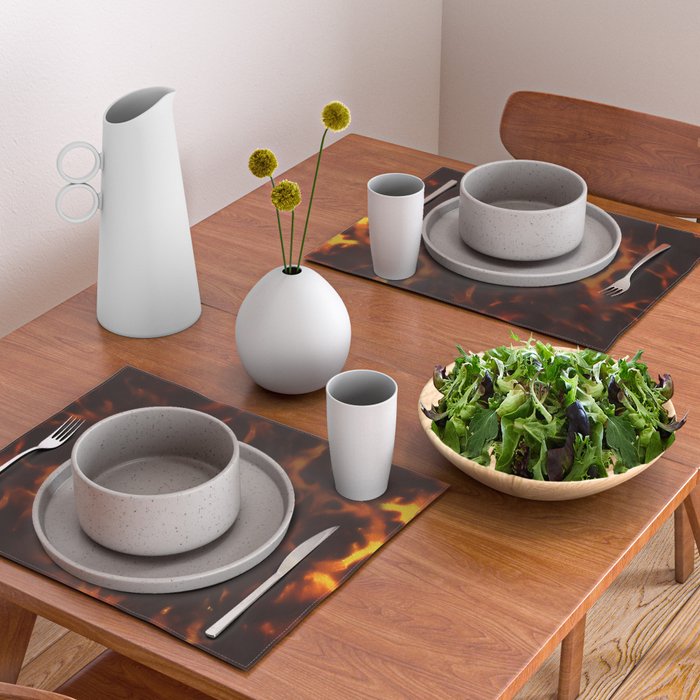 Dark Amber Tortoiseshell Print Pattern Placemat Gallery Image 2