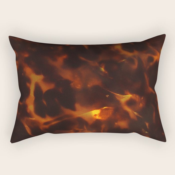 Dark Amber Tortoiseshell Print Pattern Rectangular Pillow Gallery Image 1