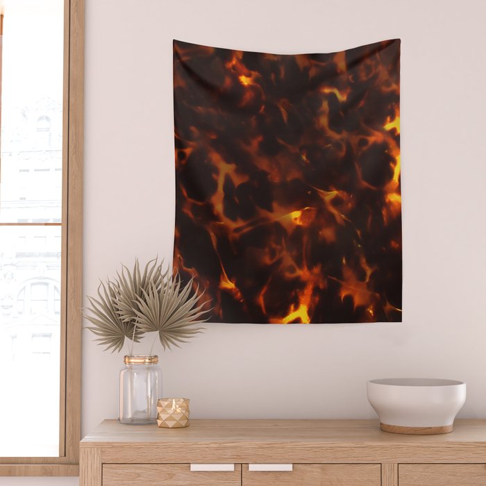 Dark Amber Tortoiseshell Print Pattern Wall Tapestry Gallery Image 2