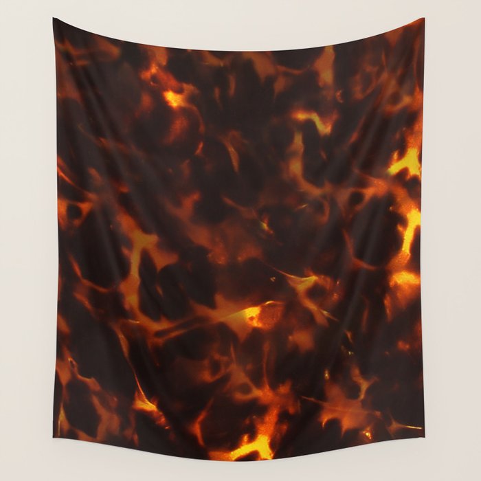 Dark Amber Tortoiseshell Print Pattern Wall Tapestry Gallery Image 1