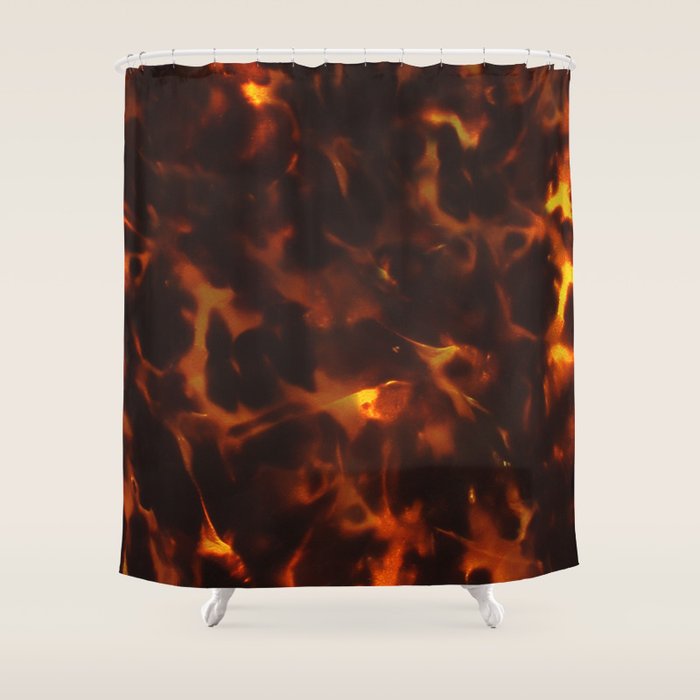 Dark Amber Tortoiseshell Print Pattern Shower Curtain Gallery Image 1