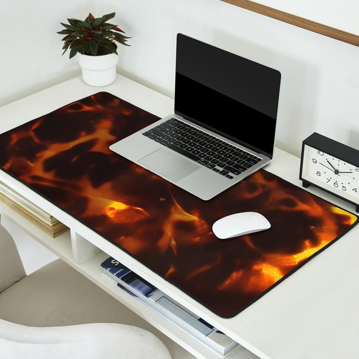 Dark Amber Tortoiseshell Print Pattern Desk Mat Gallery Image 2