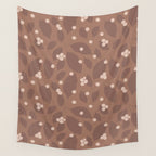 Coffee Leaves and Berries - Mocha Mousse Wall Tapestry Gallery Image 4