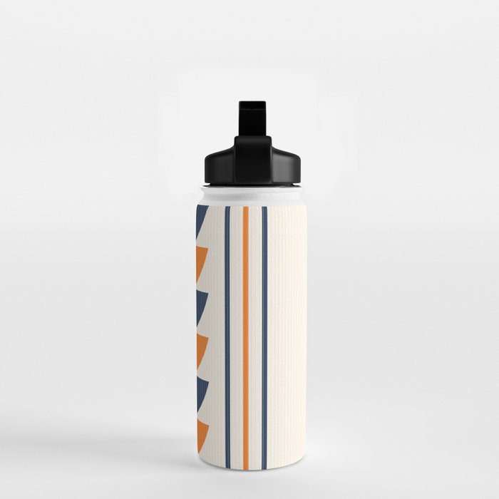 Abstract Shapes 76 in Orange and Navy Blue (Moon Phase Geometric Abstraction) Water Bottle Gallery Image 2
