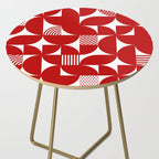 Red Mid Century Bauhaus Semi Circle Pattern Side Table Gallery Image 2