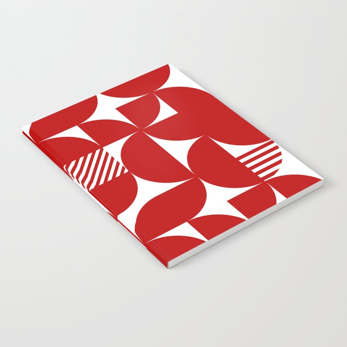 Red Mid Century Bauhaus Semi Circle Pattern Notebook Gallery Image 2