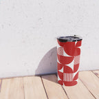 Red Mid Century Bauhaus Semi Circle Pattern Travel Mug Gallery Image 4