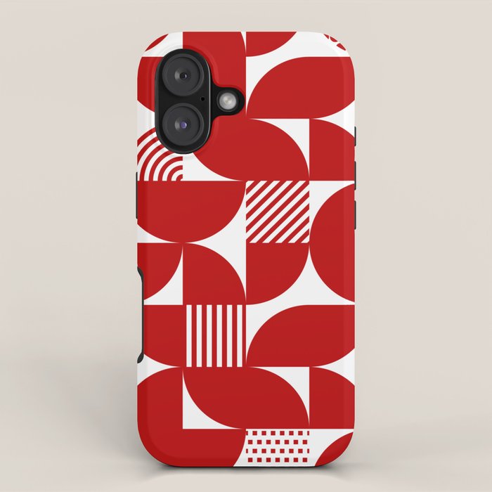 Red Mid Century Bauhaus Semi Circle Pattern Iphone Case