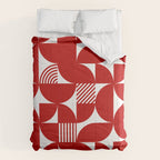 Red Mid Century Bauhaus Semi Circle Pattern Comforter Gallery Image 6