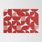 Red Mid Century Bauhaus Semi Circle Pattern Rug Gallery Image 2