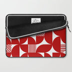 Red Mid Century Bauhaus Semi Circle Pattern Laptop Sleeve Gallery Image 2