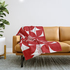 Red Mid Century Bauhaus Semi Circle Pattern Throw Blanket Gallery Image 1