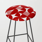 Red Mid Century Bauhaus Semi Circle Pattern Stool Gallery Image 2
