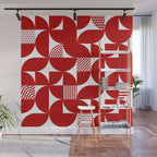 Red Mid Century Bauhaus Semi Circle Pattern Wall Mural Gallery Image 1