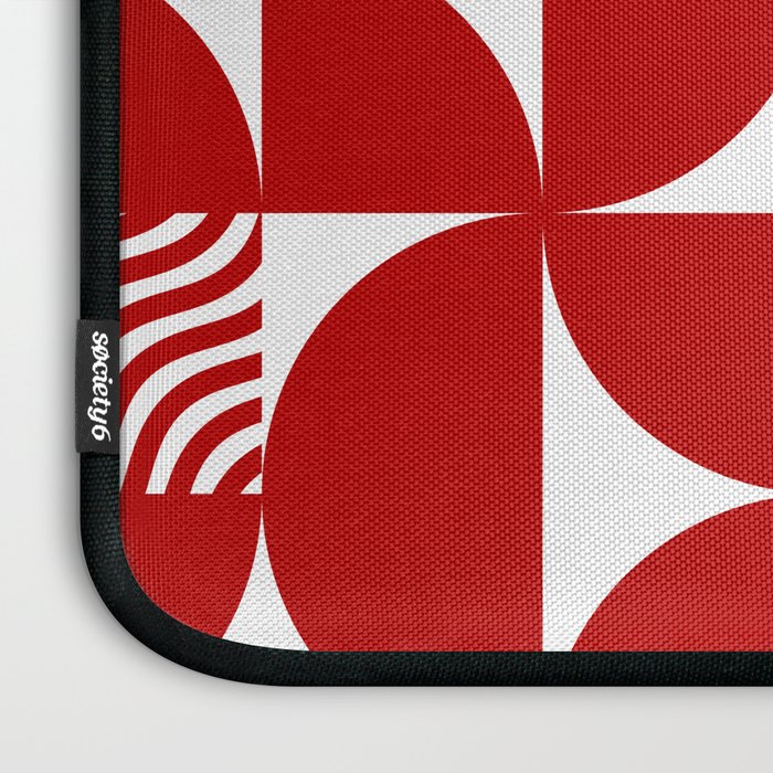 Red Mid Century Bauhaus Semi Circle Pattern Laptop Sleeve Gallery Image 3