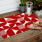 Red Mid Century Bauhaus Semi Circle Pattern Outdoor Rug Gallery Image 2