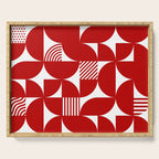 Red Mid Century Bauhaus Semi Circle Pattern Serving Tray Gallery Image 1