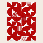 Red Mid Century Bauhaus Semi Circle Pattern Poster Gallery Image 4