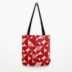 Red Mid Century Bauhaus Semi Circle Pattern Tote Bag Gallery Image 2