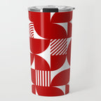 Red Mid Century Bauhaus Semi Circle Pattern Travel Mug Gallery Image 1
