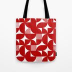 Red Mid Century Bauhaus Semi Circle Pattern Tote Bag Gallery Image 1