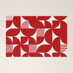 Red Mid Century Bauhaus Semi Circle Pattern Welcome Mat Gallery Image 1