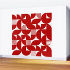 Red Mid Century Bauhaus Semi Circle Pattern Wall Mural Gallery Image 2