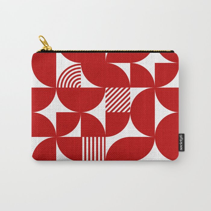 Red Mid Century Bauhaus Semi Circle Pattern Carry All Pouch Gallery Image 1
