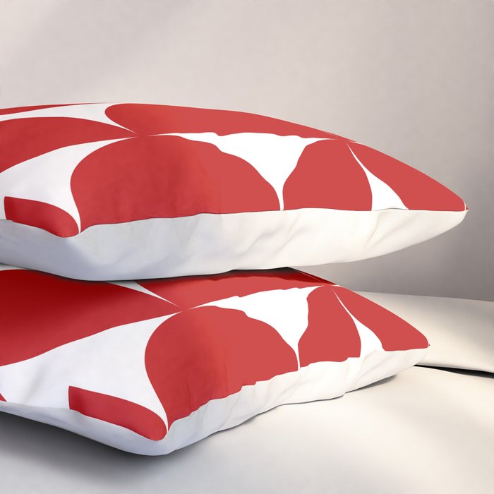 Red Mid Century Bauhaus Semi Circle Pattern Pillow Sham Gallery Image 3