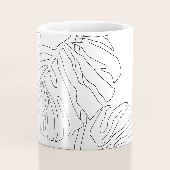 Monstera Leaf Line Drawing Coffee Mug Gallery Image 4