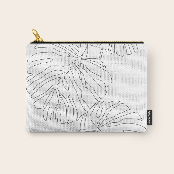 Monstera Leaf Line Drawing Carry All Pouch Gallery Image 1