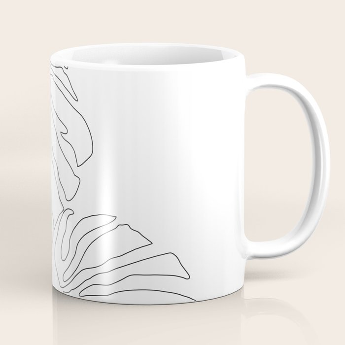 Monstera Leaf Line Drawing Coffee Mug Gallery Image 1