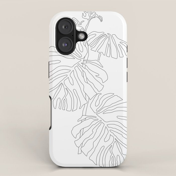 Monstera Leaf Line Drawing iPhone Case Gallery Image 1