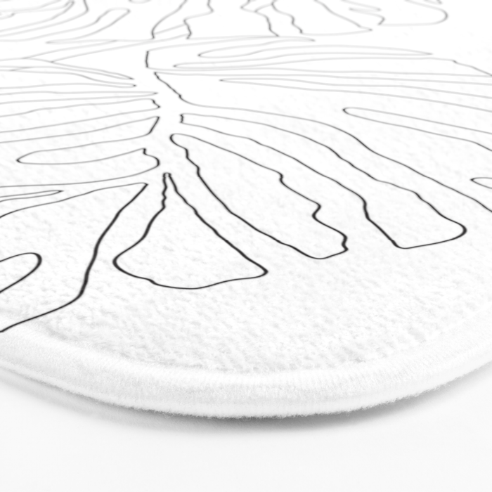 Monstera Leaf Line Drawing Bath Mat Gallery Image 3