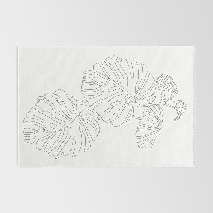 Monstera Leaf Line Drawing Rug Gallery Image 2