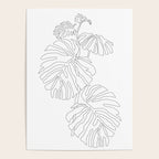 Monstera Leaf Line Drawing Poster Gallery Image 4
