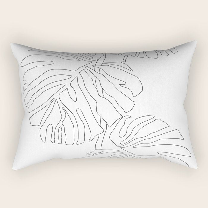 Monstera Leaf Line Drawing Rectangular Pillow Gallery Image 2