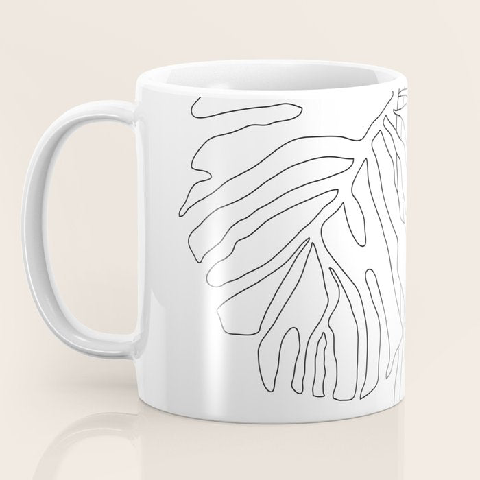 Monstera Leaf Line Drawing Coffee Mug Gallery Image 3