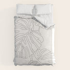 Monstera Leaf Line Drawing Duvet Cover Gallery Image 6