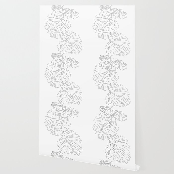 Monstera Leaf Line Drawing Wallpaper Gallery Image 2