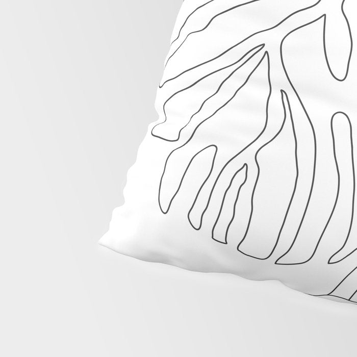 Monstera Leaf Line Drawing Pillow Sham Gallery Image 4