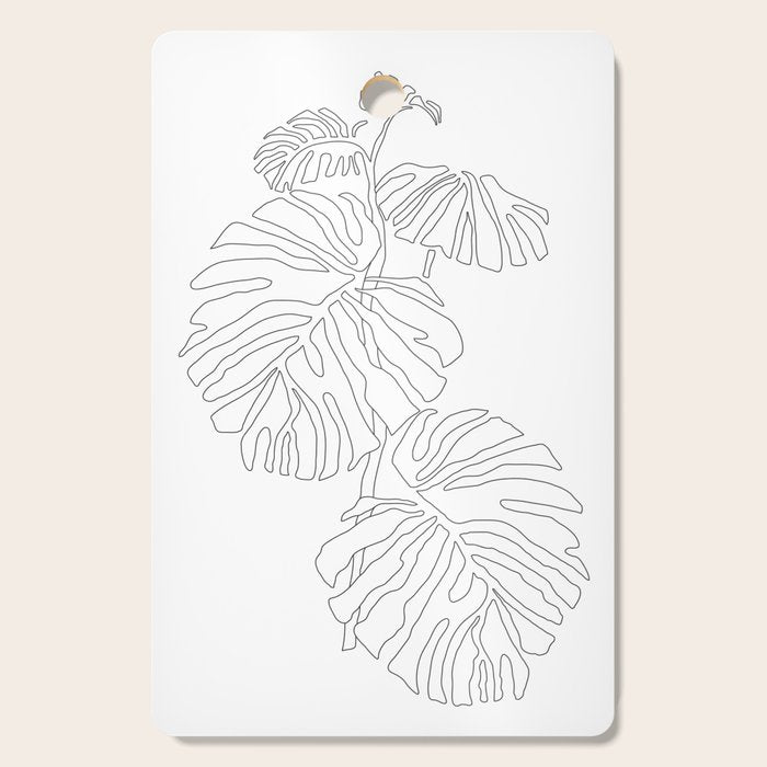 Monstera Leaf Line Drawing Cutting Board Gallery Image 1
